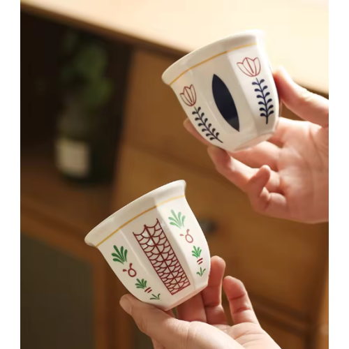 Newest 180ml 6oz porcelain arabian espresso coffee cups Handshake ceramic  mug
